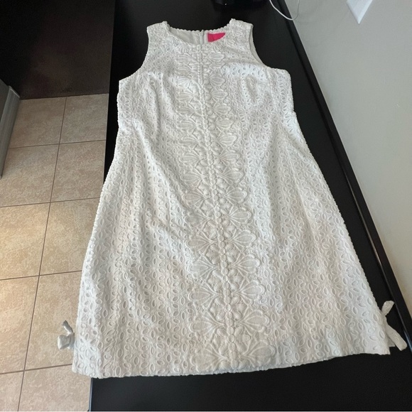 Lilly Pulitzer Melani eyelet Shift Dress 100% Cotton fully lined white Size 10 - Picture 8 of 15